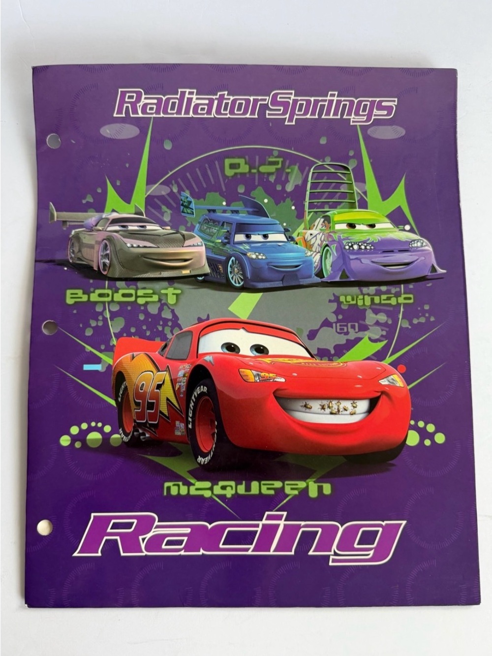 Vintage Disney Pixar Cars 2 Pocket Folder Lightning McQueen Radiator Springs